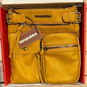 Montana West Yellow Crossbody Bag with Multicolor Strap